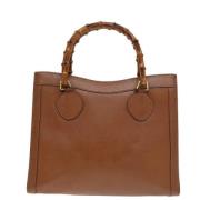 Pre-owned Leather handbags Gucci Vintage , Brown , Dames