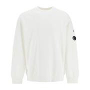 Geborsteld Katoenen Crewneck Sweatshirt C.p. Company , White , Heren