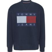 Blauwe Sweater met Vlagembleem Tommy Jeans , Blue , Heren