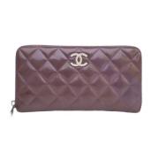 Pre-owned Leather wallets Chanel Vintage , Purple , Dames