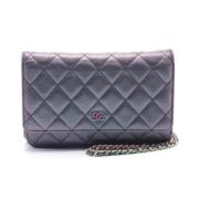 Pre-owned Leather chanel-bags Chanel Vintage , Purple , Dames