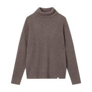 Eddie Wool Rib Roll Neck Sweater Les Deux , Brown , Heren