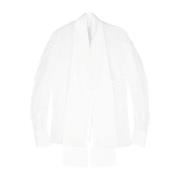 Zijden Organza V-hals Shirt Genny , White , Dames