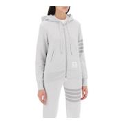 4-Bar Rits Hoodie in Grijs Katoen Thom Browne , Gray , Dames