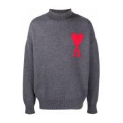 Trechterhals Sweater Ami Paris , Gray , Dames