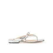 Platte sandalen met kristal en topdetail Sergio Rossi , Gray , Dames