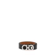 Omkeerbare leren riem met Gancini gesp Salvatore Ferragamo , Black , H...