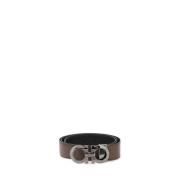 Omkeerbare Gancini Leren Riem Salvatore Ferragamo , Brown , Heren