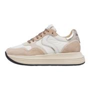 Leather and fabric sneakers Melany. Voile Blanche , White , Dames