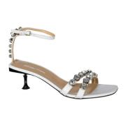 Kristalsandalen met leren samenstelling Sergio Rossi , White , Dames