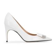 Leren pumps met lak effect Sergio Rossi , White , Dames