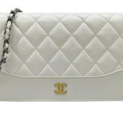 Pre-owned Leather wallets Chanel Vintage , White , Dames