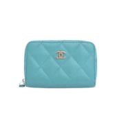 Pre-owned Leather wallets Chanel Vintage , Blue , Dames