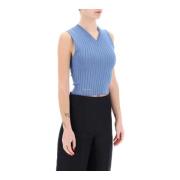 Geribbelde Gebreide Mouwloze Top Marni , Blue , Dames