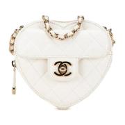 Pre-owned Leather shoulder-bags Chanel Vintage , White , Dames