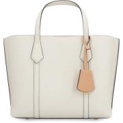 Grainy Leren Mini Tote met Afneembare Bedel Tory Burch , White , Dames