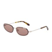 Miami Ovaal Bruine Zonnebril Off White , Brown , Unisex