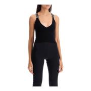 Gebreide Crop Top met Logobanden Off White , Black , Dames