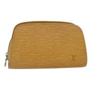 Pre-owned Leather pouches Louis Vuitton Vintage , Yellow , Dames