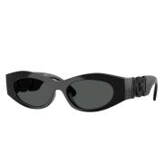 Zwarte Frame Donkergrijze Lens Zonnebril Versace , Black , Unisex