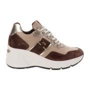 Leren Damessneakers Comfort en Stijl Nerogiardini , Brown , Dames