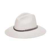 Lichtgrijs Sjaal Fedora Vilt Leer Brunello Cucinelli , Gray , Dames