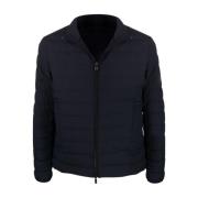 Blauwe Gewatteerde Logo-Patch Jas Emporio Armani , Blue , Heren