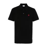 Zwarte Geborduurde Skull Polo Shirt Alexander McQueen , Black , Heren