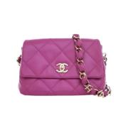 Pre-owned Leather handbags Chanel Vintage , Purple , Dames