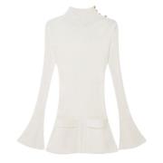 Witte Geribbelde Minijurk met Wijdvallende Mouwen Stella McCartney , W...