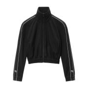 Zwarte Jas met Logo-Tape Details Alexander Wang , Black , Dames