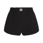 Zwarte Katoenen Shorts met Monogram Palm Angels , Black , Dames