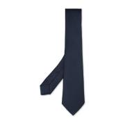 Effen Navy Blauwe Zijden Stropdas Kiton , Blue , Heren