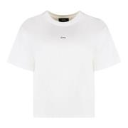 Geribbelde crew-neck katoenen T-shirt A.p.c. , White , Dames