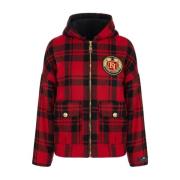 Tartan wollen jas met gewatteerd interieur Elisabetta Franchi , Red , ...