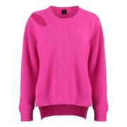 Geribbelde wollen pullover met uitsnijding Pinko , Pink , Dames