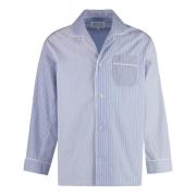 Kleur Blok Katoenen Pyjama Shirt Maison Margiela , Blue , Heren