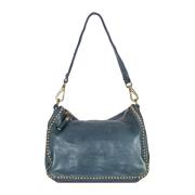 Studded Leren Tas met Afneembare Handvat Campomaggi , Blue , Dames