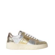 Zilveren Leren Sneakers met Gouden Detail Saint Sneakers , Multicolor ...