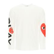 Lange mouwen T-shirt met hartmotief Comme des Garçons Play , White , H...