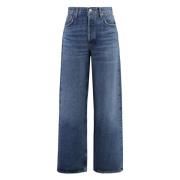 Versleten Baggy Jeans met Metalen Details Agolde , Blue , Dames