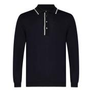 Blauwe Polo T-shirt met Ribbed Trim Low Brand , Blue , Heren