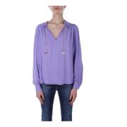 Pre Logo Ketting Hanger Blouse Elisabetta Franchi , Purple , Dames