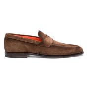 Suède Loafer voor Heren Santoni , Brown , Heren