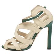 Pre-owned Leather sandals Manolo Blahnik Pre-owned , Beige , Dames