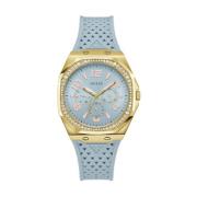 Dames Armbandhorloge Zest Multifunction Lichtblauw, Goud 39 mm Gw0694L...