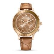 Octea Lux Chrono Horloge - Elegant leren band in bruin met vergulde af...