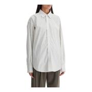 Gestreept katoenen poplin overhemd Filippa K , White , Dames