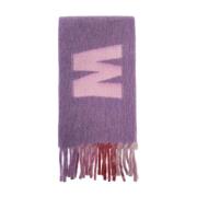 Maxi Logo Wol Mohair Sjaal Marni , Purple , Unisex