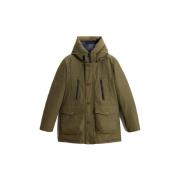 Groene Parka met Logo Capuchon Woolrich , Green , Heren